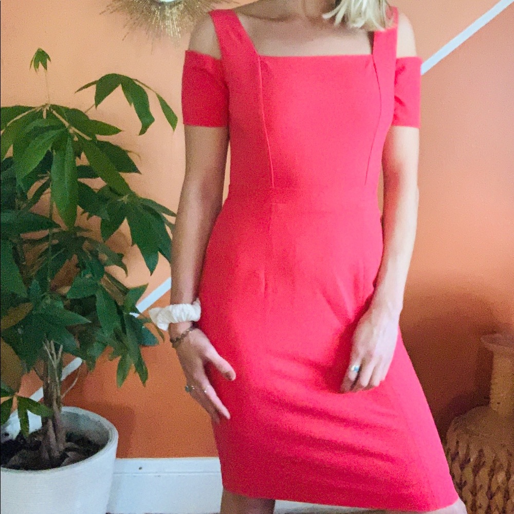 BCBG MAXAZRIA Pink Tight Midi Dress